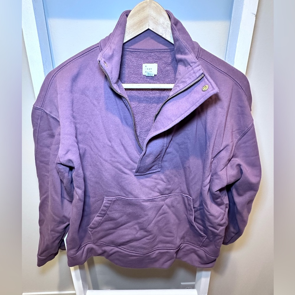 A New Day Purple Quarter-Zip Gold Details Small/S